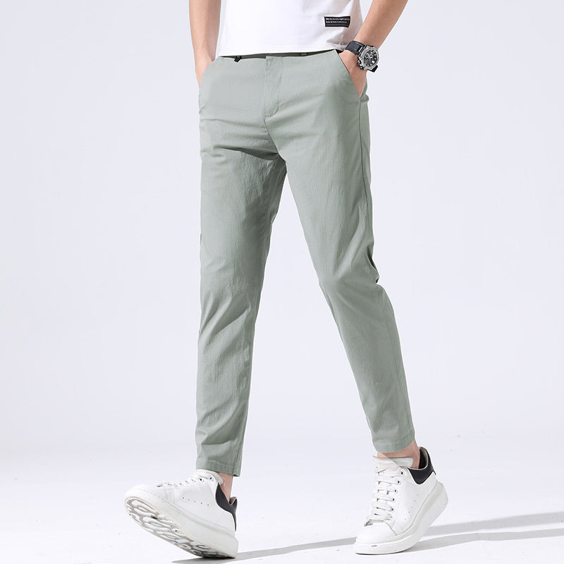 Summer New Ice Silk Thin Cropped Casual Pants For Men
