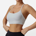 Womens Solid-Colored Versatile Thin-Strap Shock-Absorbing Quick-Drying Yoga Tank Top