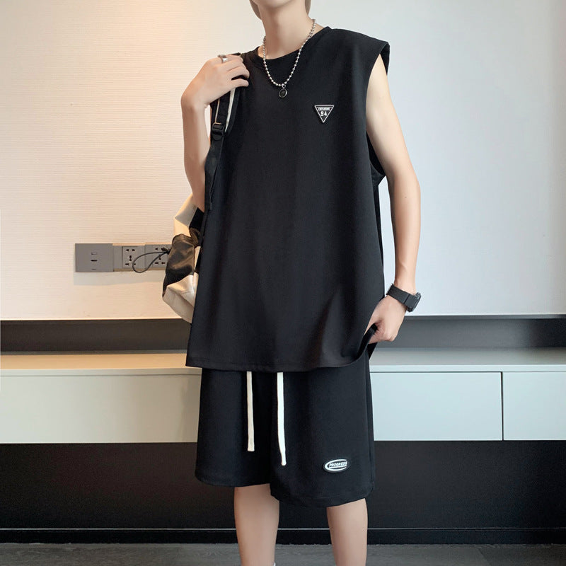 Men's Simple Casual Sports Top And Shorts Set