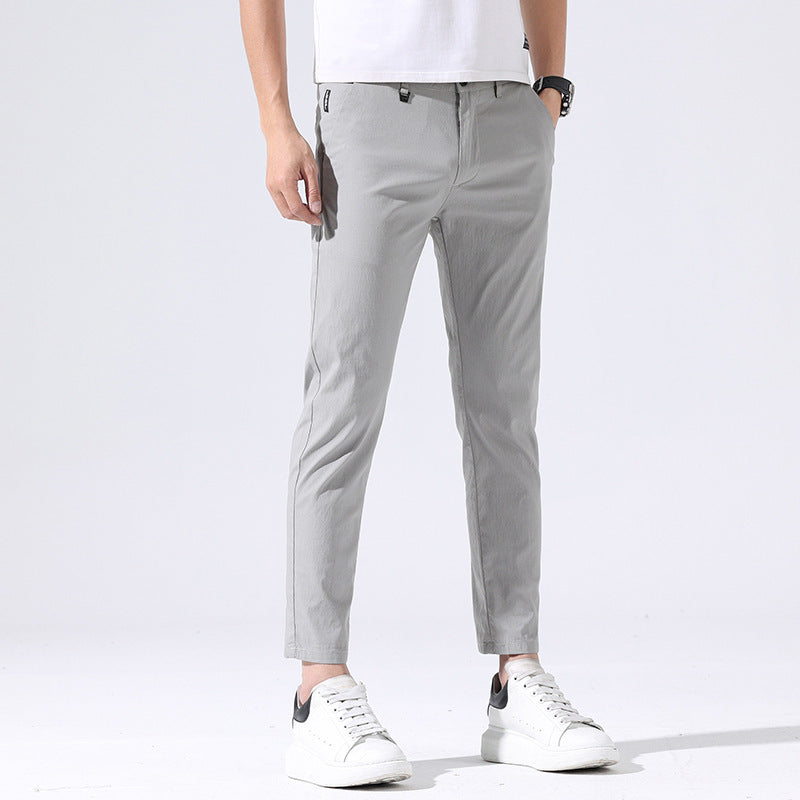 Summer New Ice Silk Thin Cropped Casual Pants For Men