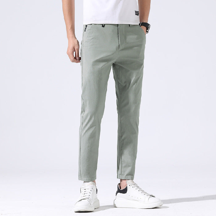 Summer New Ice Silk Thin Cropped Casual Pants For Men