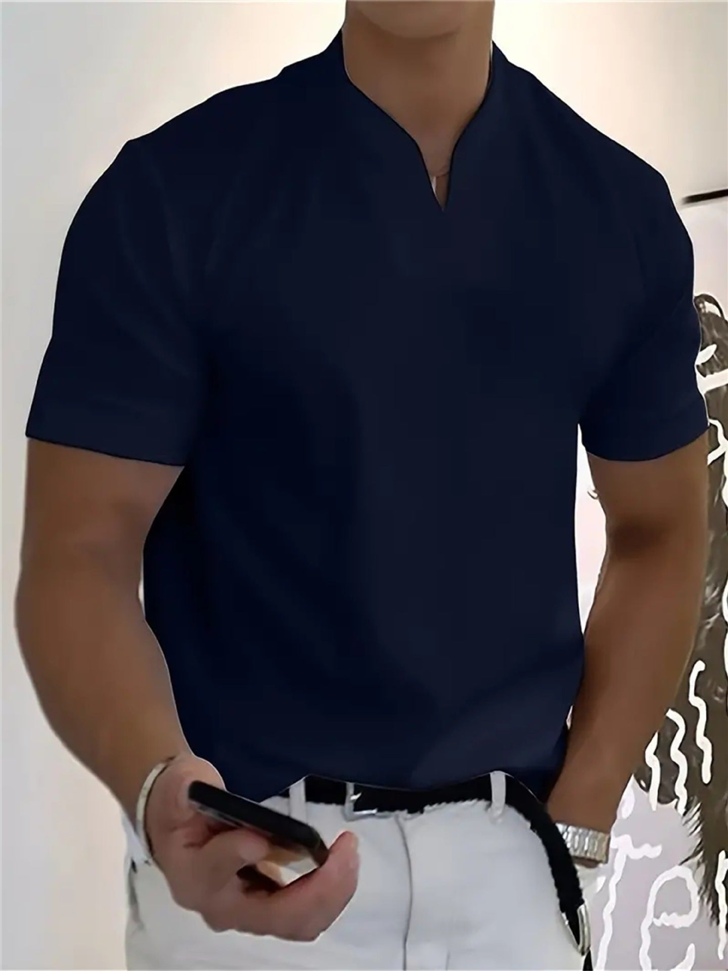 Men's Athletic T-Shirt Elastic Cotton Short-Sleeve Summer
