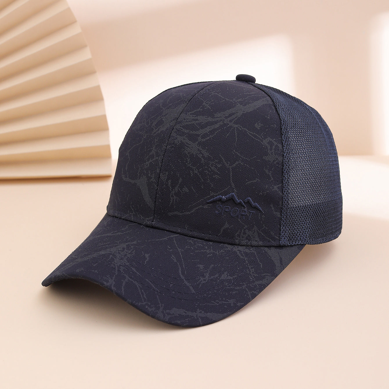 Solid-color Embroidered Mountain Peak Letter Print Patchwork Net Fabric Breathable Wide-brimmed Sunshade Fashionable Casual Baseball Cap For Spring And Summer Outdoor Sports, Fishing.
