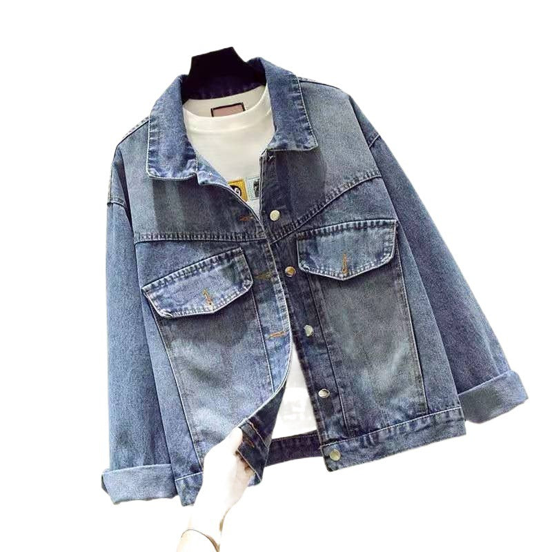 Women's Casual Loose Printed Denim Jacket