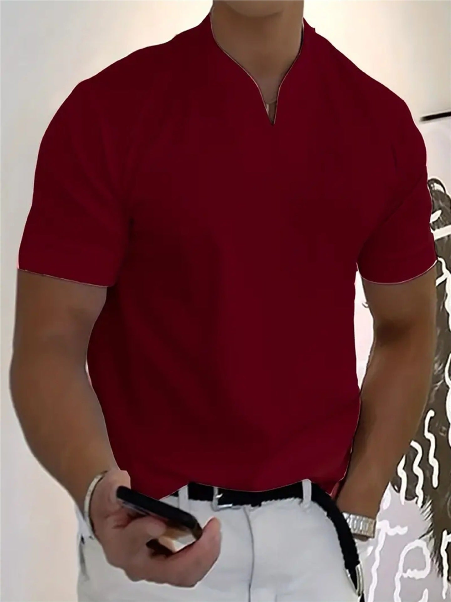 Men's Athletic T-Shirt Elastic Cotton Short-Sleeve Summer