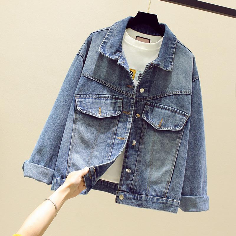 Women's Casual Loose Printed Denim Jacket