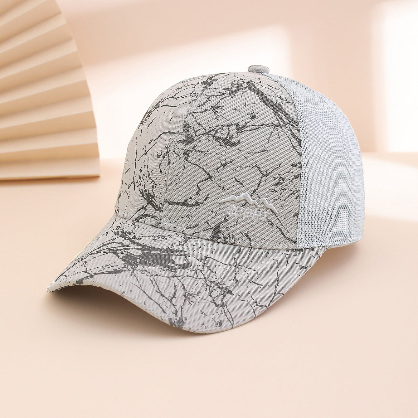 Solid-color Embroidered Mountain Peak Letter Print Patchwork Net Fabric Breathable Wide-brimmed Sunshade Fashionable Casual Baseball Cap For Spring And Summer Outdoor Sports, Fishing.