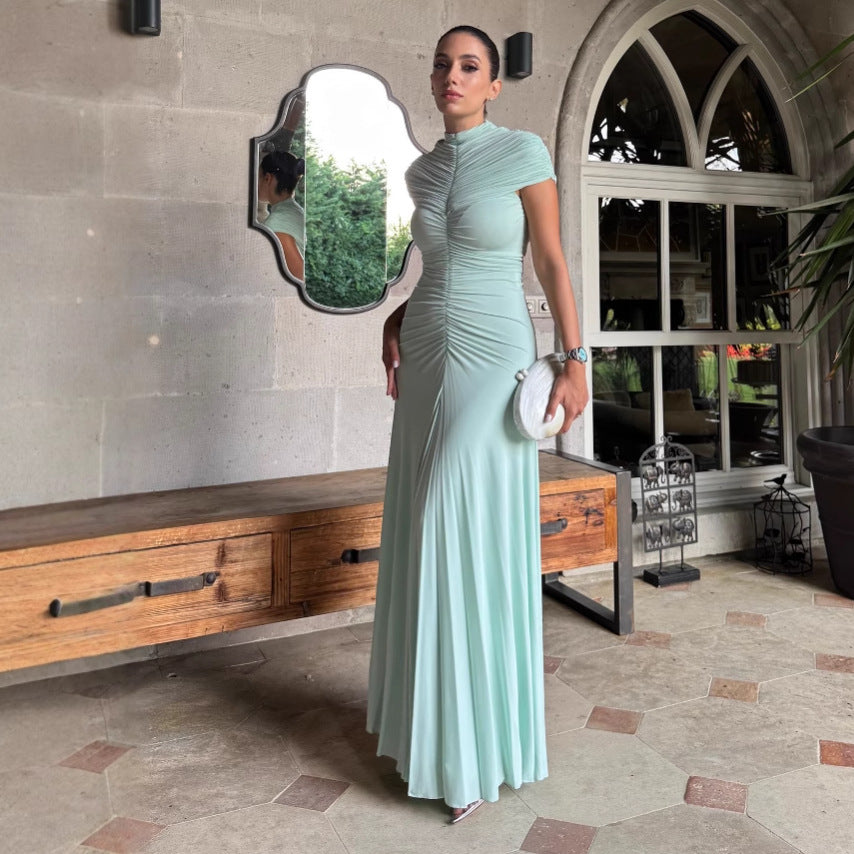 Womens Clothing Mesh Ruffle Dress Hugging Sheath Maxi Skirt