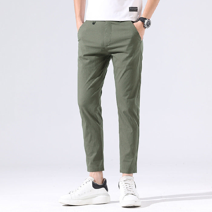 Summer New Ice Silk Thin Cropped Casual Pants For Men