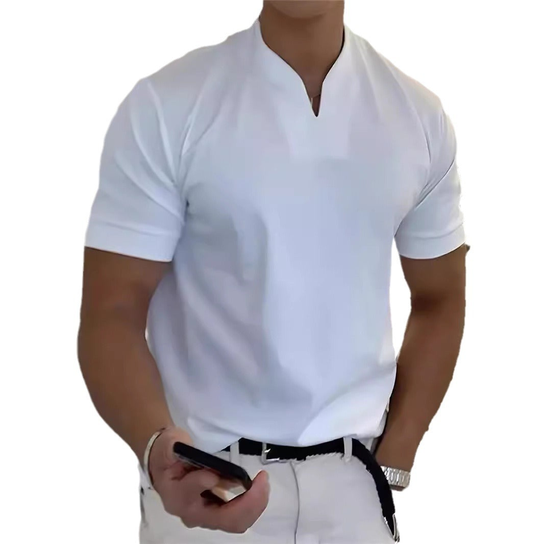 Men's Athletic T-Shirt Elastic Cotton Short-Sleeve Summer